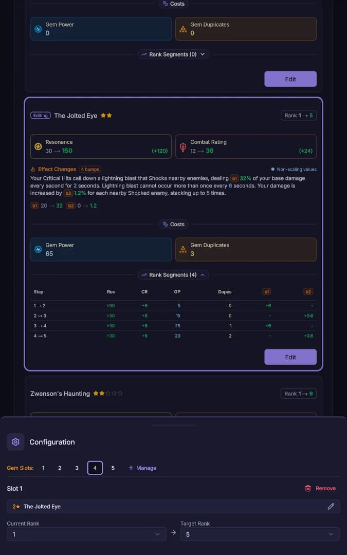 Legendary Gems Calculator